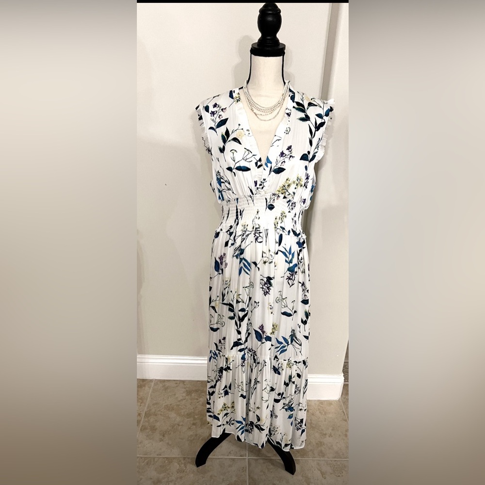 Banana Republic Floral Maxi Dress - White and Blue